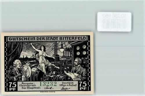 Bitterfeld Notgeld 75 Pfennig Hochspannungs-Transportweg