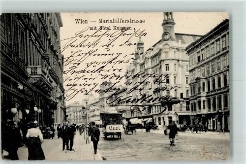 1060 Wien 6. Bezirk, Mariahilf 1913 - Mariahilfer Straße mit Hotel Kummer, Odol Werbung auf einer Kutsche AK