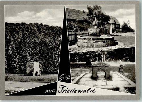 Friedewald Rückseite mit Abschürfungen und Kleberesten Giesslingskirche Brunnen auf dem Schlossplatz Nadelöhr
