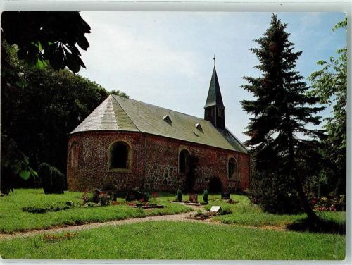 Vollerwiek Kirche mit Friedhof Rückseite mit Abschürfungen bzw Kleberesten