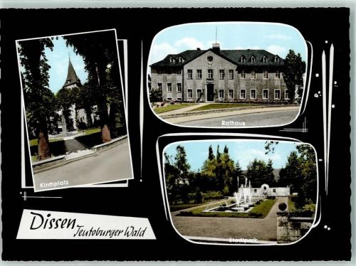 Dissen Krichplatz Rathaus Stadtpark Rückseite mit Abschürfungen bzw Kleberesten