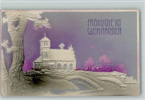 1907 Weihnachten - Kirche, Spritzmanier