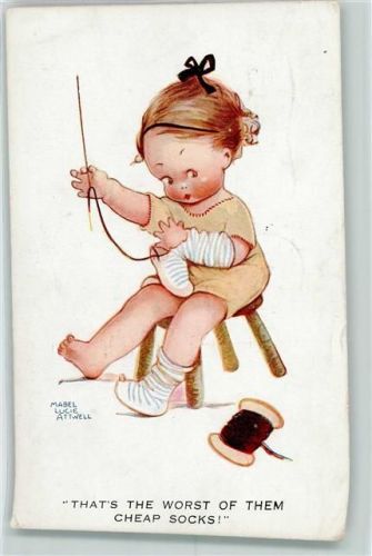Socken stopfen AK Attwell, M. L. 1925