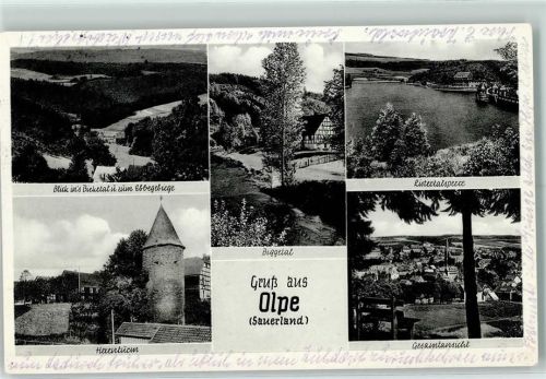 Olpe Blick ins Bieketal zum Ebbegebirge Hexenturm Biggetal Listertalsperre