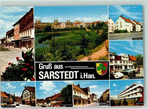 31157 W3203 Sarstedt - Rückseite mit Abschürfungen bzw Kleberesten Rats Apotheke Holztor Straße Bürgerpark