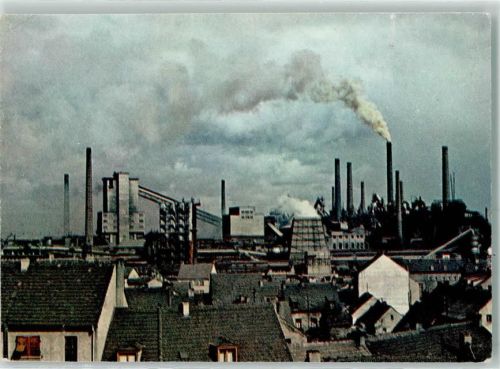 Völklingen Rückseite mit Abschürfungen und Kleberesten Röchling-Hütte