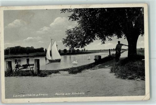 Lampertheim Am Altrhein mit Segelboot
