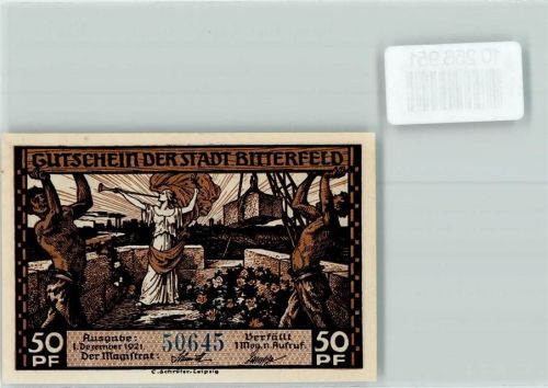Bitterfeld Notgeld 50 Pfennig Kohlenausfuhr