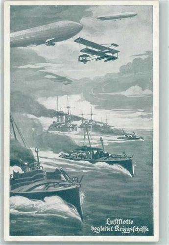 Luftflotte begleitet Kriegsschiffe Zeppelin AK