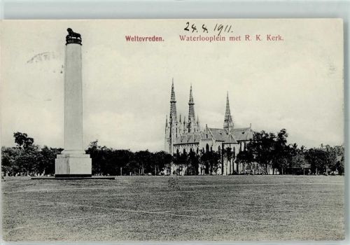 Weltevreden 1911 Niederländische Kolonien Waterlooplein met R.K. Kerk