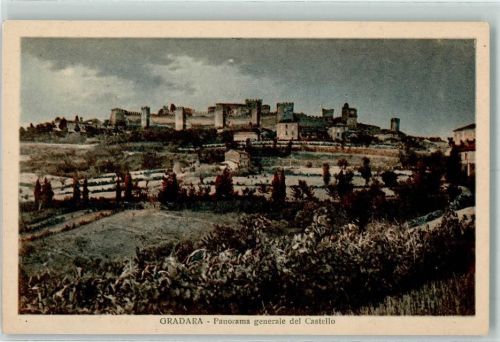 Gradara 1932 Mondschein , Panorama generale del Castello AK