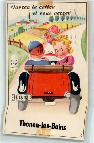 Thonon-les-Bains 1952 Auto Leporello AK