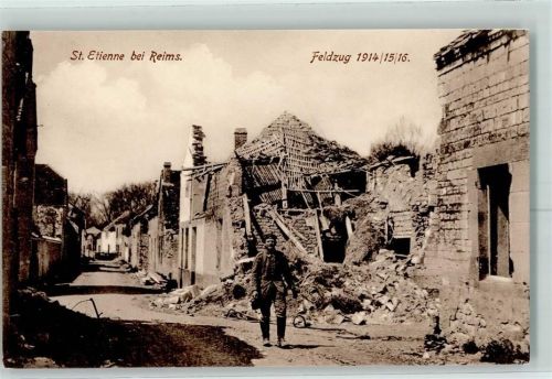 51100 Reims - WK I Straße zerstörte Häuser St. Etienne