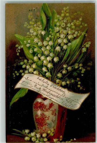 Blumenvase AK Maiglöckchen 1903 Lithographie