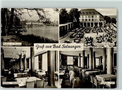 Bad Salzungen Kurhaus Burgsee Ruderboot Kurkonzert Speisesaal Café