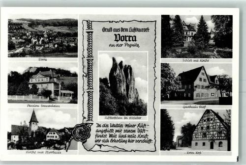 Vorra Pension Sonnenheim Schloss Kirche Gasthaus Stief Rotes Ross Pfarrhaus Rifflerfels Siegel Spruch