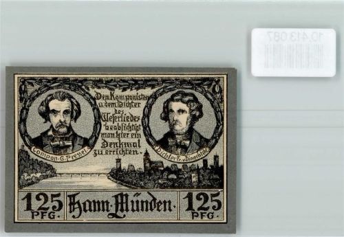 34346 W3510 Hann. Münden - Notgeld Weserlied