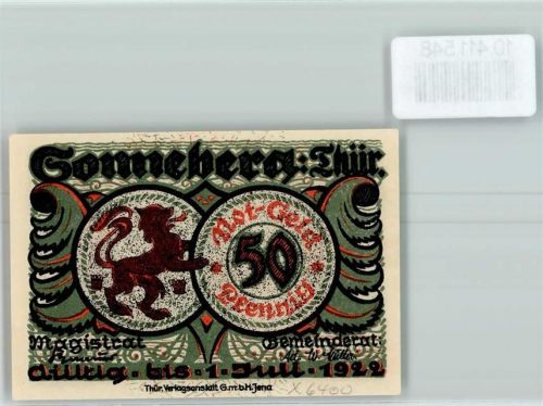 96515 O6400 Sonneberg , Thür - Notgeld