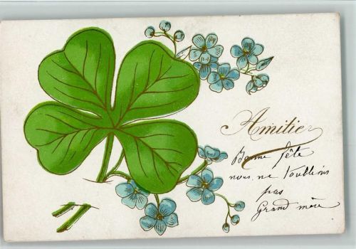 und ein großes Kleeblatt 1900 AK Amitie - Glückwunsch