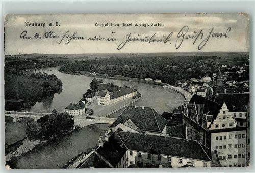 Neuburg 1919 Leopoldinen-Insel Engl. Garten Donaubrücke