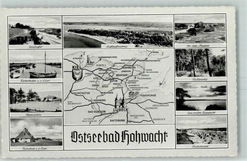 24321 W2322 Hohwacht Ostsee - Steilufer Fischerhafen Tennisplatz Fischerkarte Badestrand