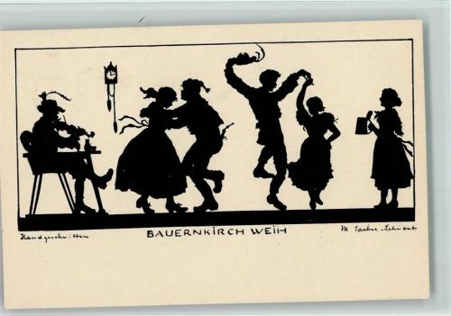 Handgeschnitten - Bauernkirchweih - Volkstanz AK Sachse-Schubert, M.