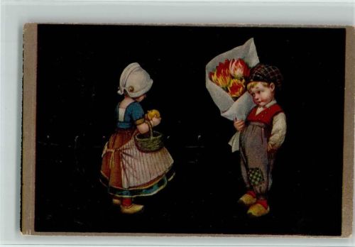 Hollandkinder mit Holzschuhe - Kinderpoesie AK