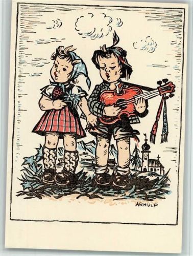 sign Arnulf - Kinder mit Gitarre - Kunstverlag Dennoch, gute Erhaltung AK