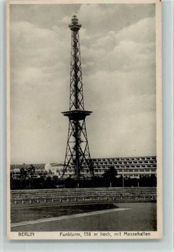 Charlottenburg Funkturm mit Messehallen AK