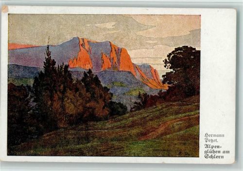 Nr. 100 - Hermann Petzet - Alpenglühen AK