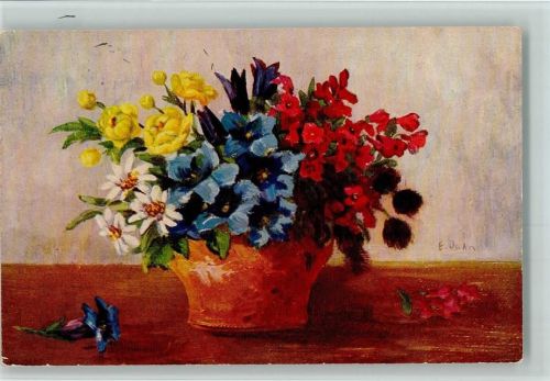 Nr. 1419 von E. Jahn - Bunter Strauß in der Blumenvase