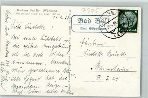 Bad Boll Landpoststempel über Göppingen