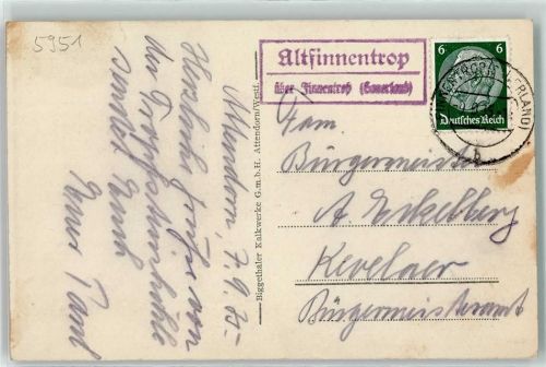 Finnentrop Landpoststempel Altfinnentrop Attendorner Tropfsteinhöhle Blaue Grotte mit See