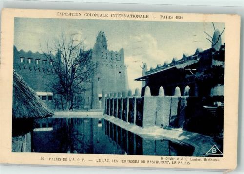 Paris Architekten G. Olivier et J. G. Lambert Exposition Coloniale Internationale 1931 Nr 39 Palais de L. A. O. F. Le Lac les Terrasses du Restaurant Le Palais