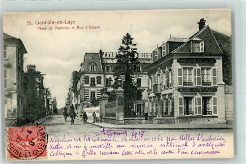 Saint-Germain-en-Laye 1907 Place de Pontoise et Rue d`Alsce Hotel Pavillon Louis Xii