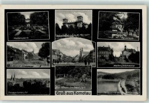 Chomutov 1941 Rosenpark Langemarckstrasse Parksäle Adolf-Hitler Platz WK II