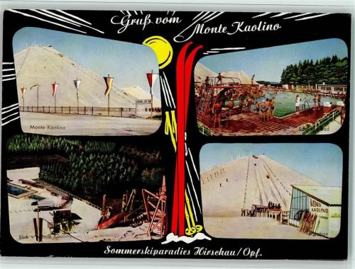Hirschau Monte Kaolino Schwimmbad Sprungturm Blick vom Monte Kaolino Skipiste