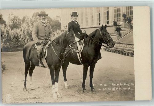 1911 König und Königin zu Pferd Racconigi Park
