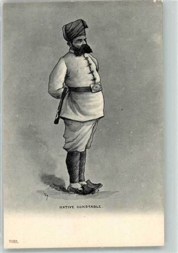 Native Constable Soldat Indien Calkutta Polizei sign. F.C.R. Nr. 7102