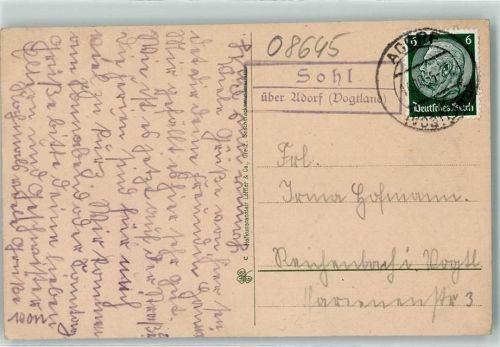 1 O9930 Adorf , Vogtl - Landpoststempel Sohl Bad Elster Rosengarten