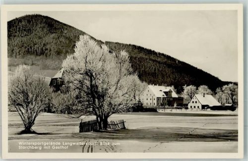 Langwaltersdorf Winter Blick zum Storchberg m. Gasthaus