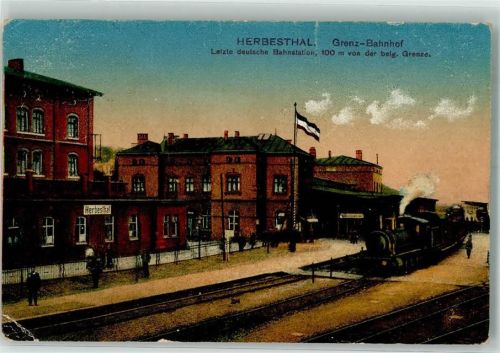 Herbesthal 1919 Gebrauchsspuren Bahnhof Grenze Hilfstelle Rotes kreuz