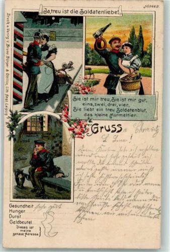Nr. 6668 Lithographie Soldatenliebe Gefängnis