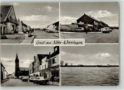 Köln Worringen 612 Spar-Markt Siedlung Rhein Frachschiff