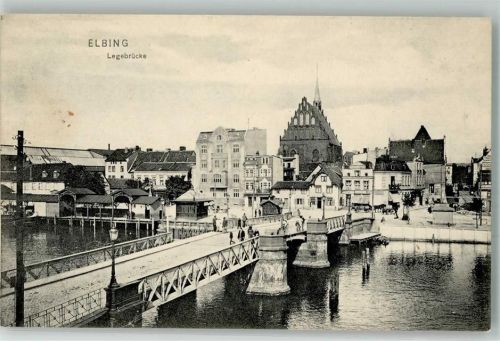 Elbing Elblag Foto AK Legebrücke Kirche