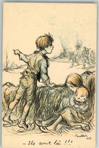 1915 sign. Poulbot F. Petit Francais Nr. 61 WK I Armut Kinder im Krieg