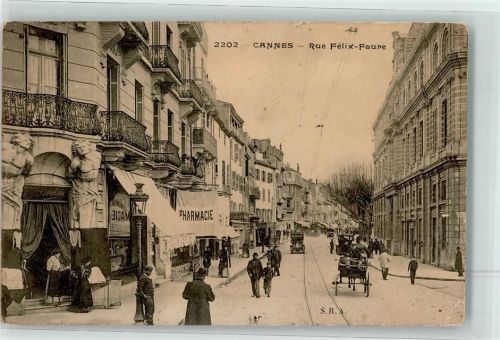 06150 Cannes 1915 Gebrauchsspuren Rue Felix Faure Apotheke Oldtimer