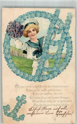 1906 Vergissmeinnicht Anker Leiter Matrose Gedicht