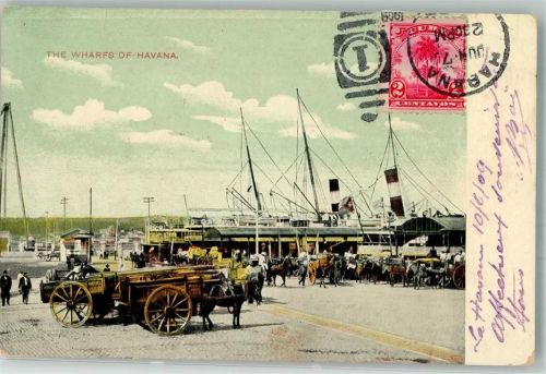 Havanna 1909 Hafen Briefmarke Bildseite