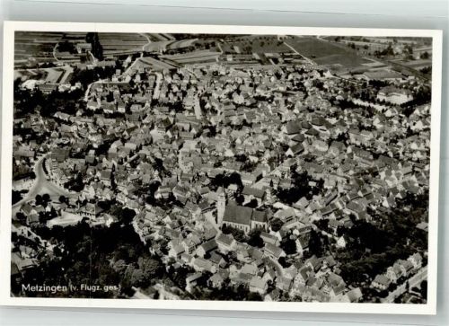 Metzingen 1942 Fliegeraufnahme des Ortes mit der Martinskirche